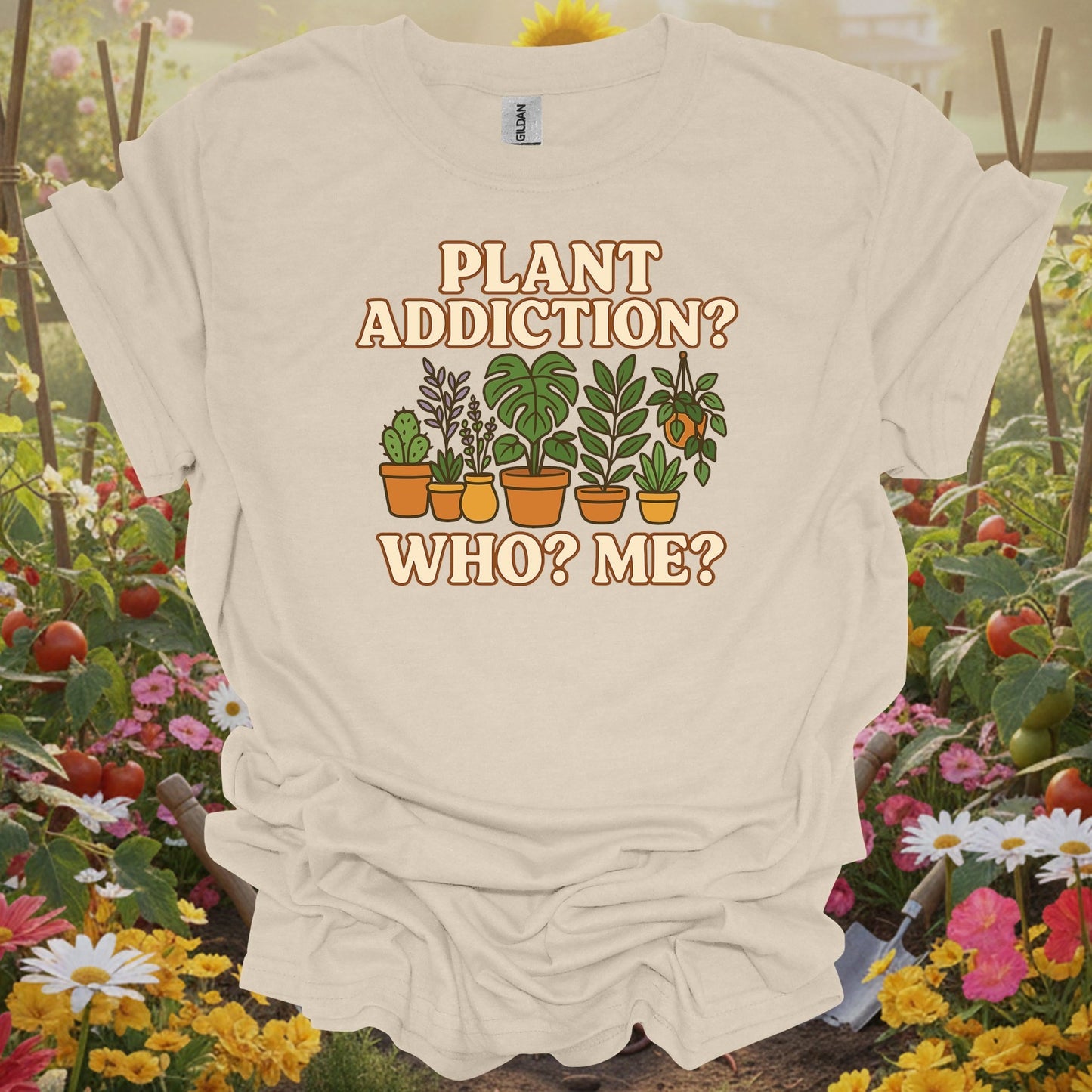 Natural tshirt showing plant addiction who me cute houseplant for people who love plants