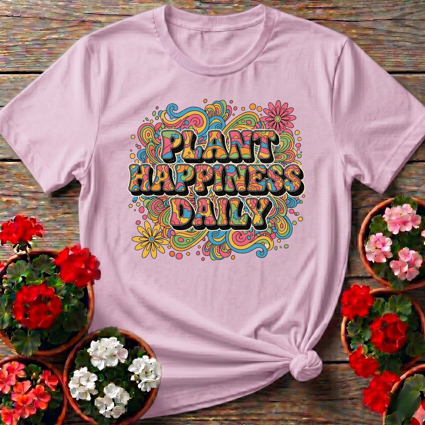Plant Happiness Daily Psychedelic Groovy T-shirt - GardeningTshirts