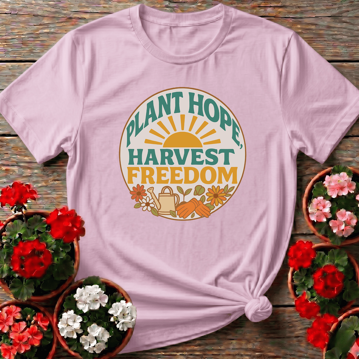 Plant Hope Harvest Freedom Gardening T-Shirt - GardeningTshirts