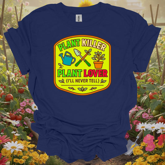 Navy tshirt showing embrace the reality of the growing season with this hilarious badge design for abundance manifestors celebrating productive harvests