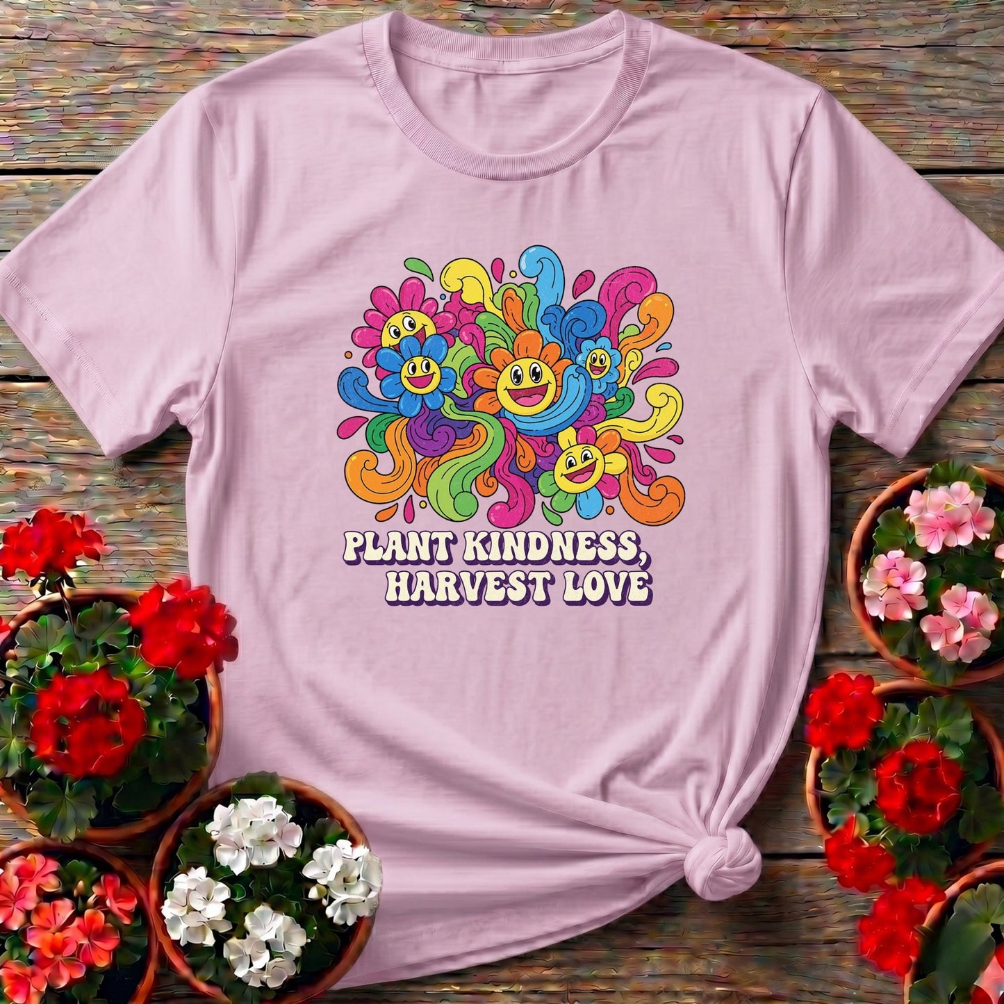 Plant Kindness Harvest Love Psychedelic Garden Tee - GardeningTshirts