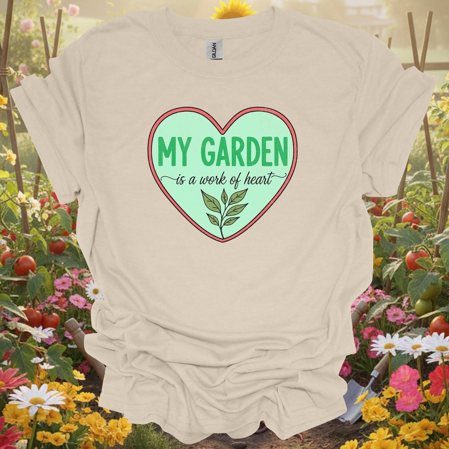 Plant Lover Graphic Tee | My Garden is a Work of Heart - GardeningTshirts