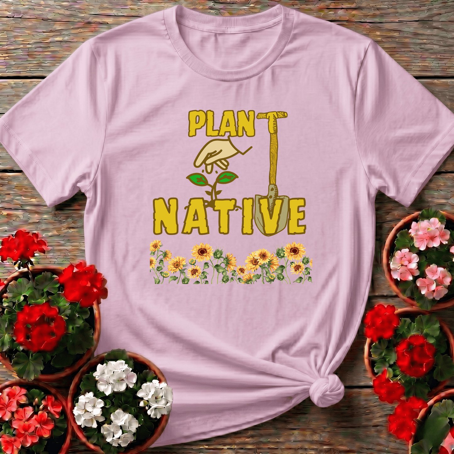 Plant Native Sunflower Proud Eco Friendly Tee - GardeningTshirts