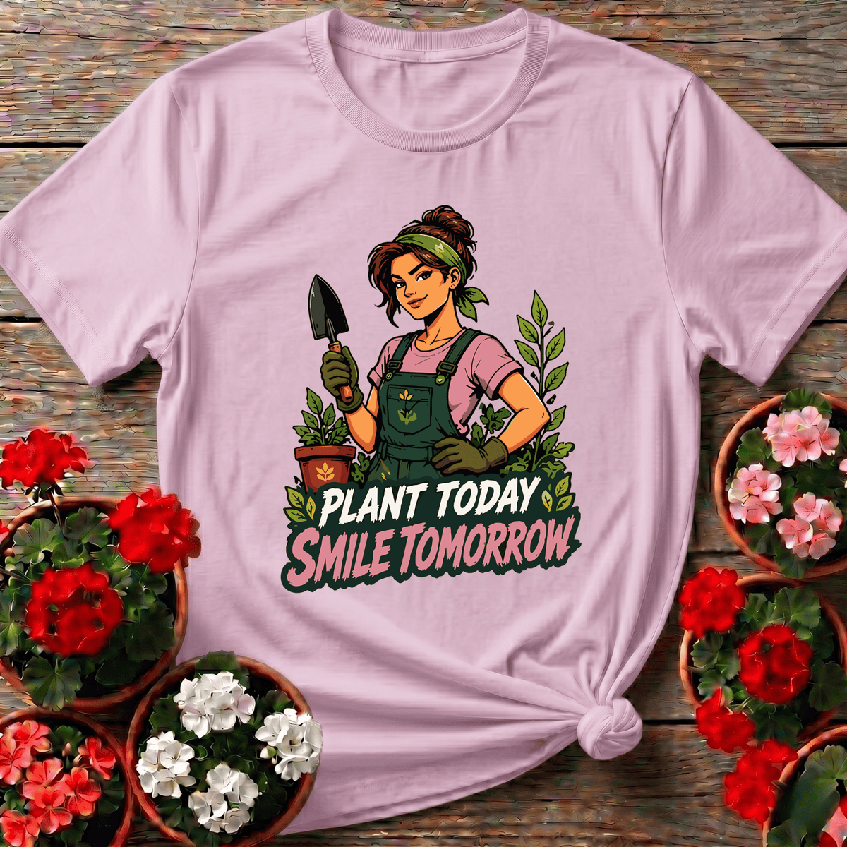 Plant Today Smile Tomorrow Gardening T-Shirt - GardeningTshirts