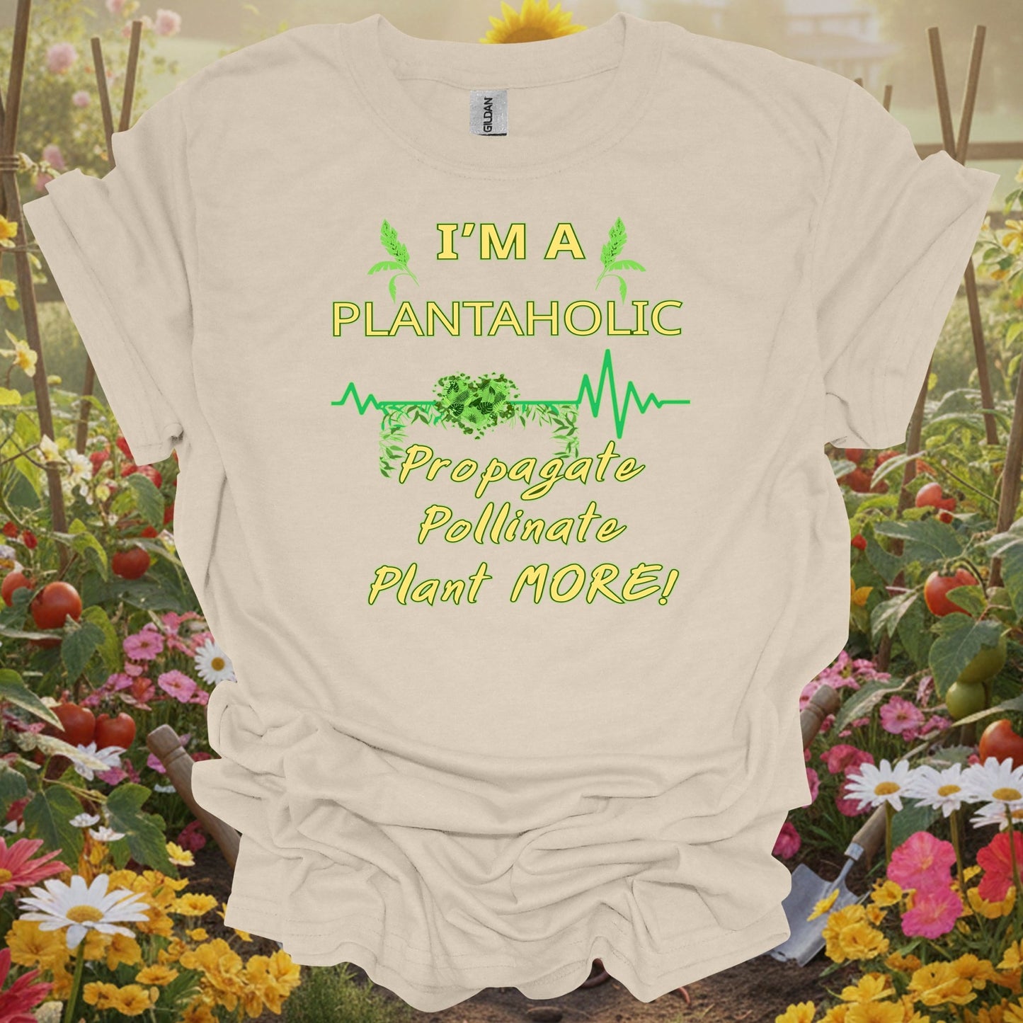 Natural apparel featuring a plantaholic heartbeat theme on a soft shirt that perfectly captures a radiant spirit.