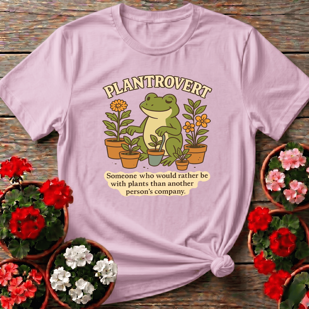 Plantrovert Funny Frog Gardening Tee for Plant Lovers - GardeningTshirts