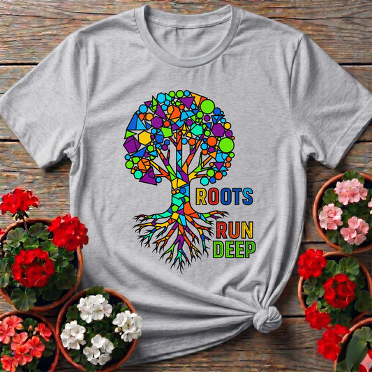 Roots Deep Abstract Geometric Heritage Tree Tee - GardeningTshirts