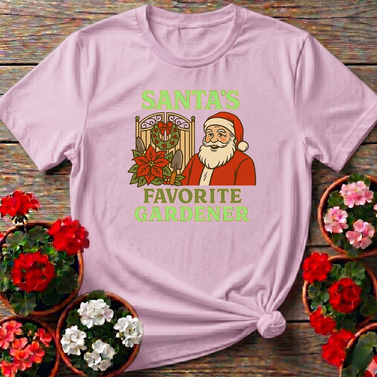 Santas Favorite Gardener Funny Christmas Tee - GardeningTshirts