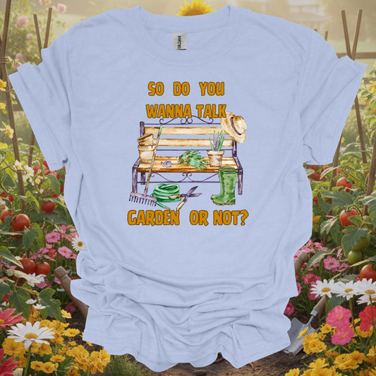 LIght blue tshirt showing get straight to the point with this bold and sassy gardening statement for biodiversity champions supporting pollinators