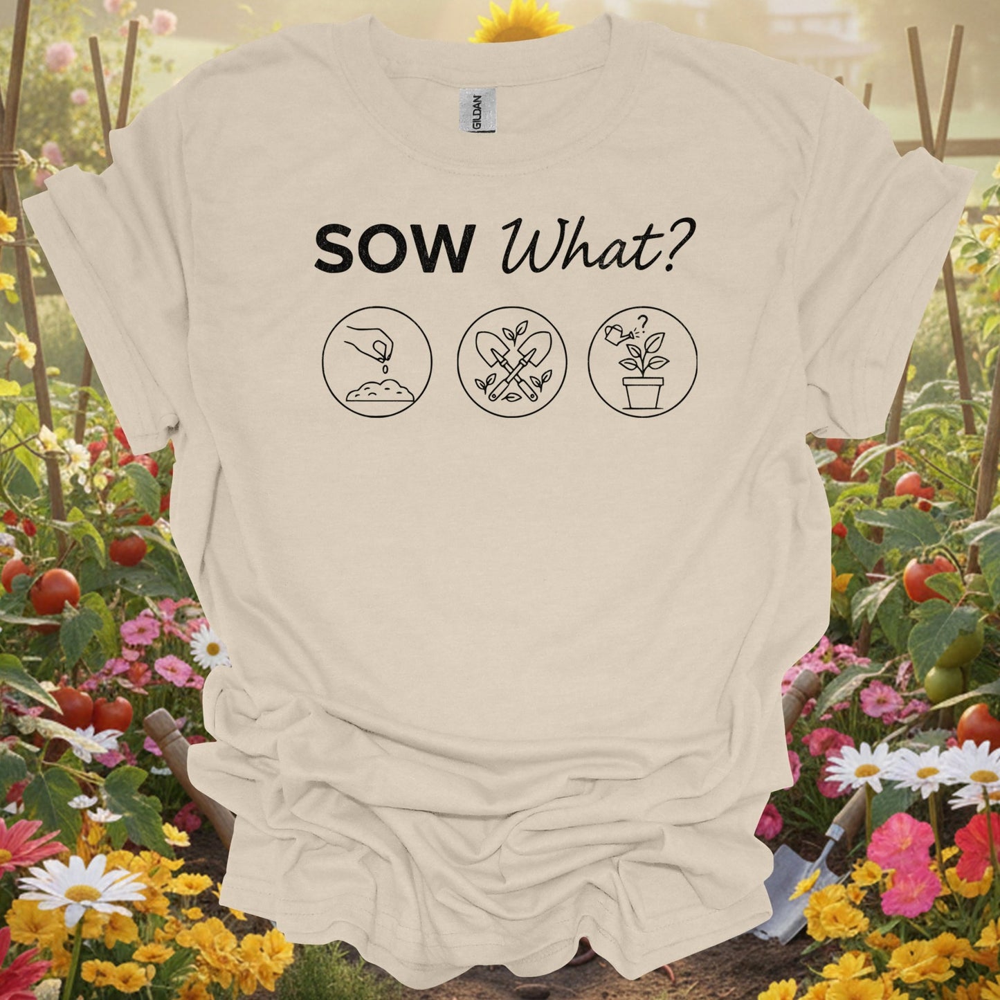 "Sow What?" Minimalist Planting Funny Retro Gardening Tee - GardeningTshirts