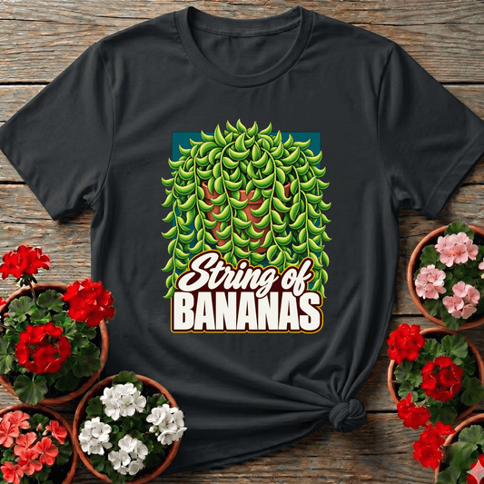 String of Bananas Succulent Retro Illustration Tee - GardeningTshirts
