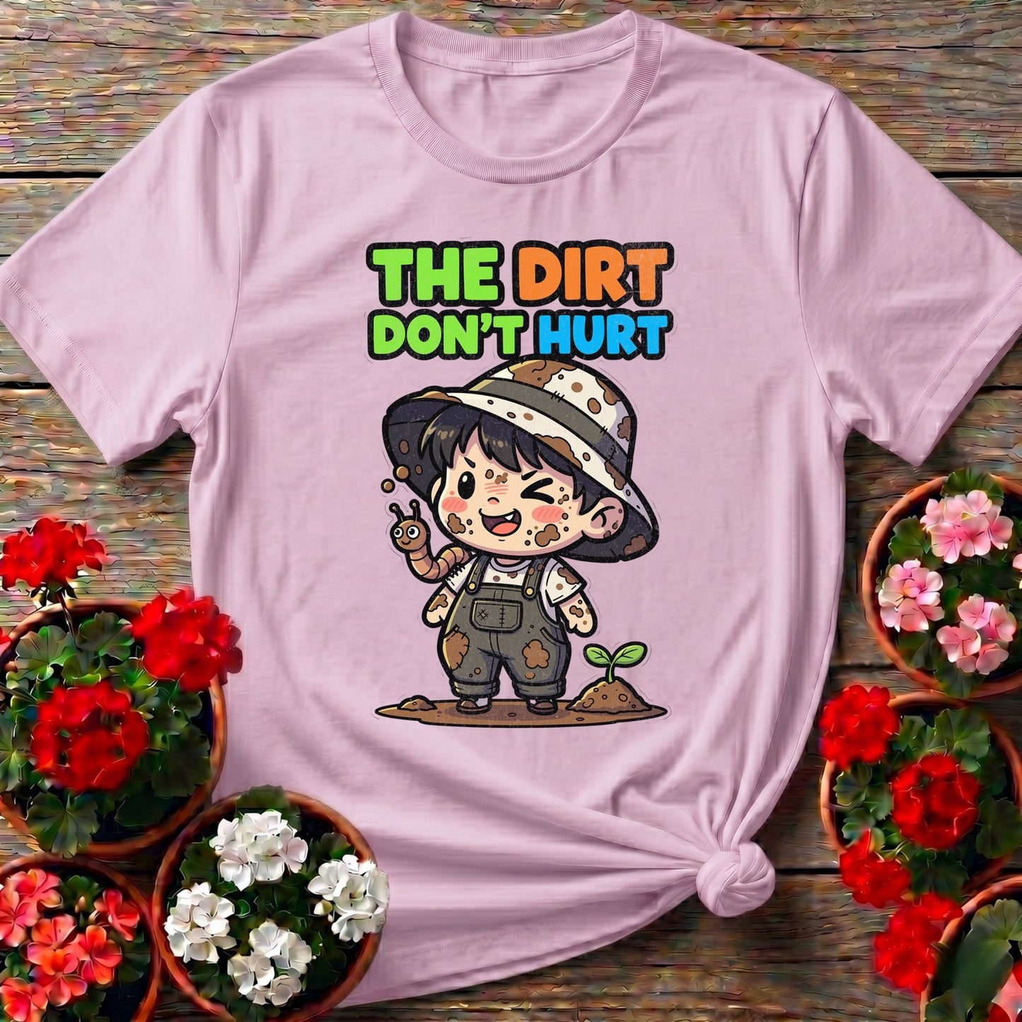 The Dirt Don't Hurt Chibi Gardener Tee - GardeningTshirts