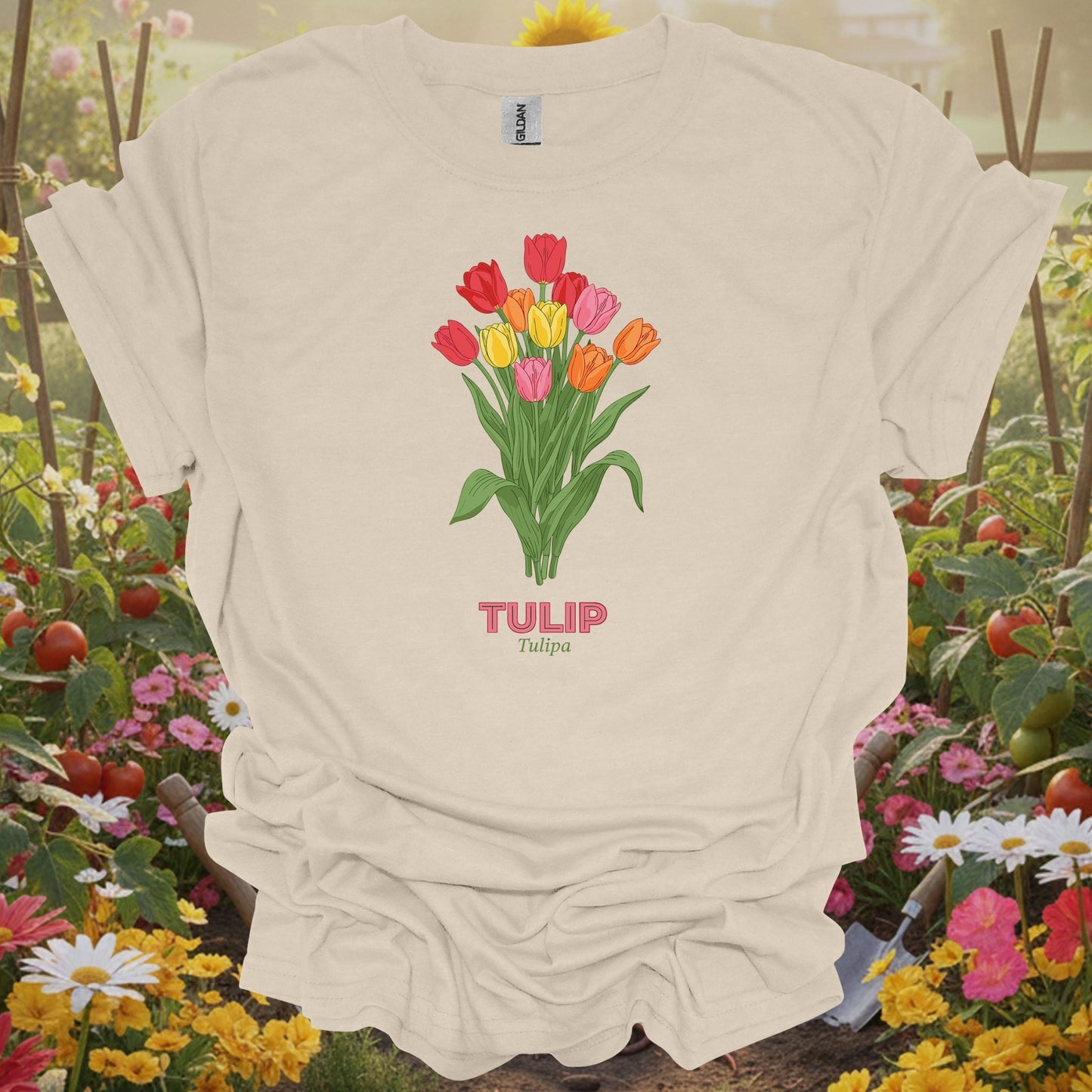 Tulip Tulipa Botanical Illustration T-shirt - GardeningTshirts