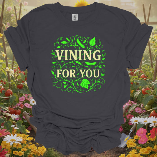 Charcoal tee showing vining for you funny cucumber pun for plant lovers
