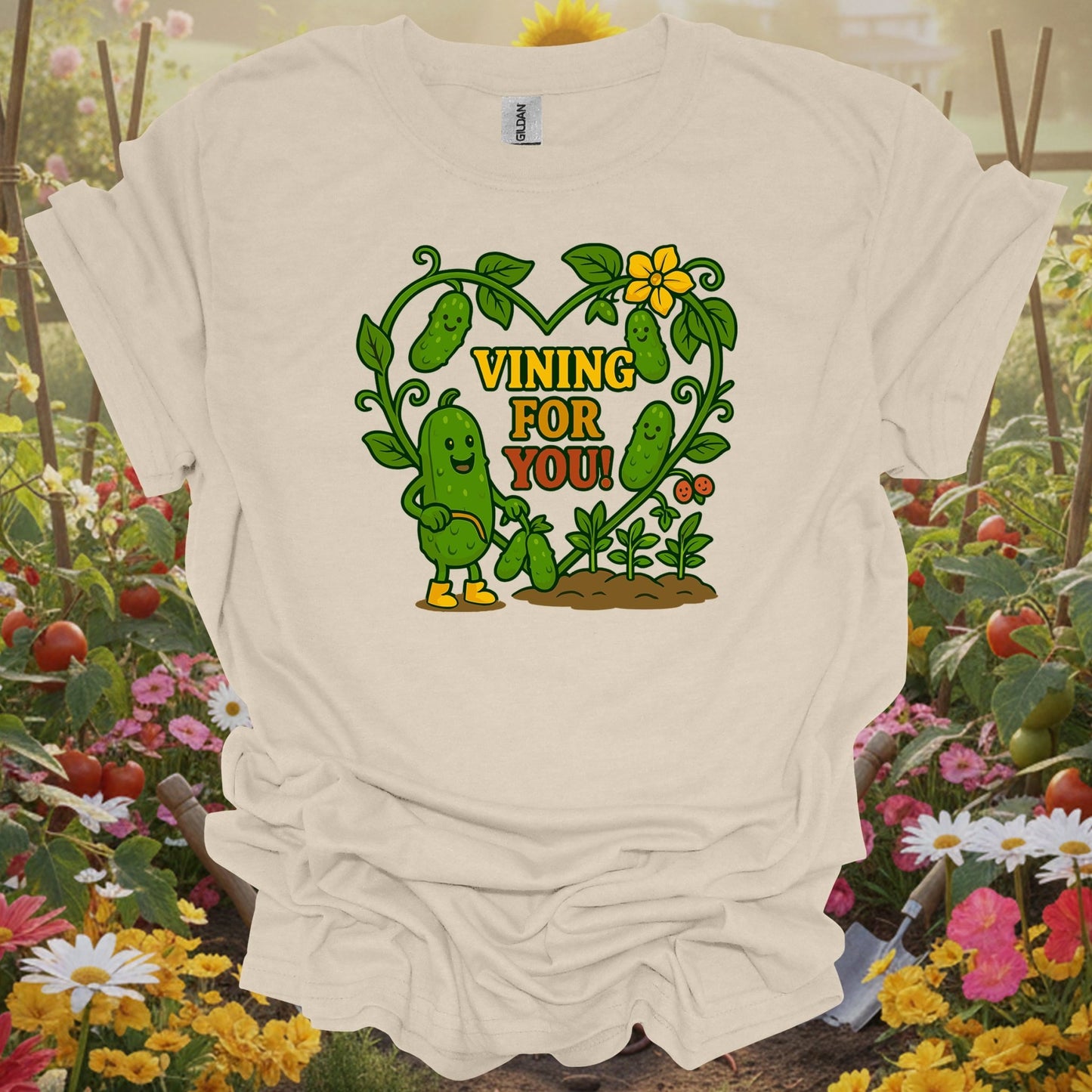 Natural tshirt showing vining for you funny cucumber heart for people who love plants