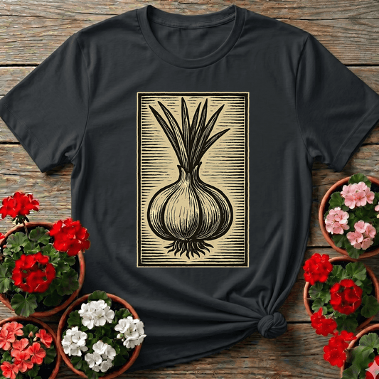 Vintage Onion Linocut Art Gardening T-Shirt - GardeningTshirts