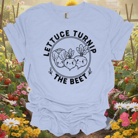 Vintage Style Kawaii Produce "Lettuce Turnip the Beet" Pun T-Shirt - GardeningTshirts