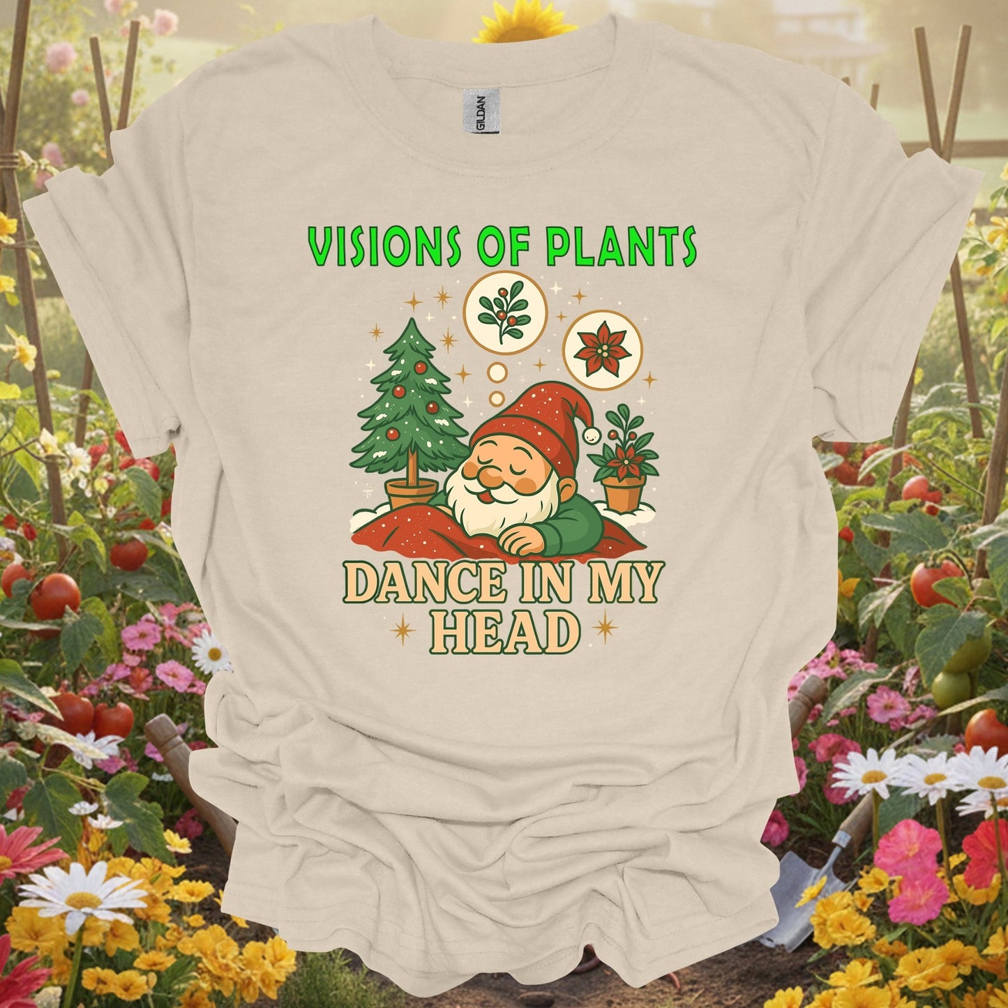 "Visions of Plants Dance In My Head" Christmas Gardening T-Shirt - GardeningTshirts