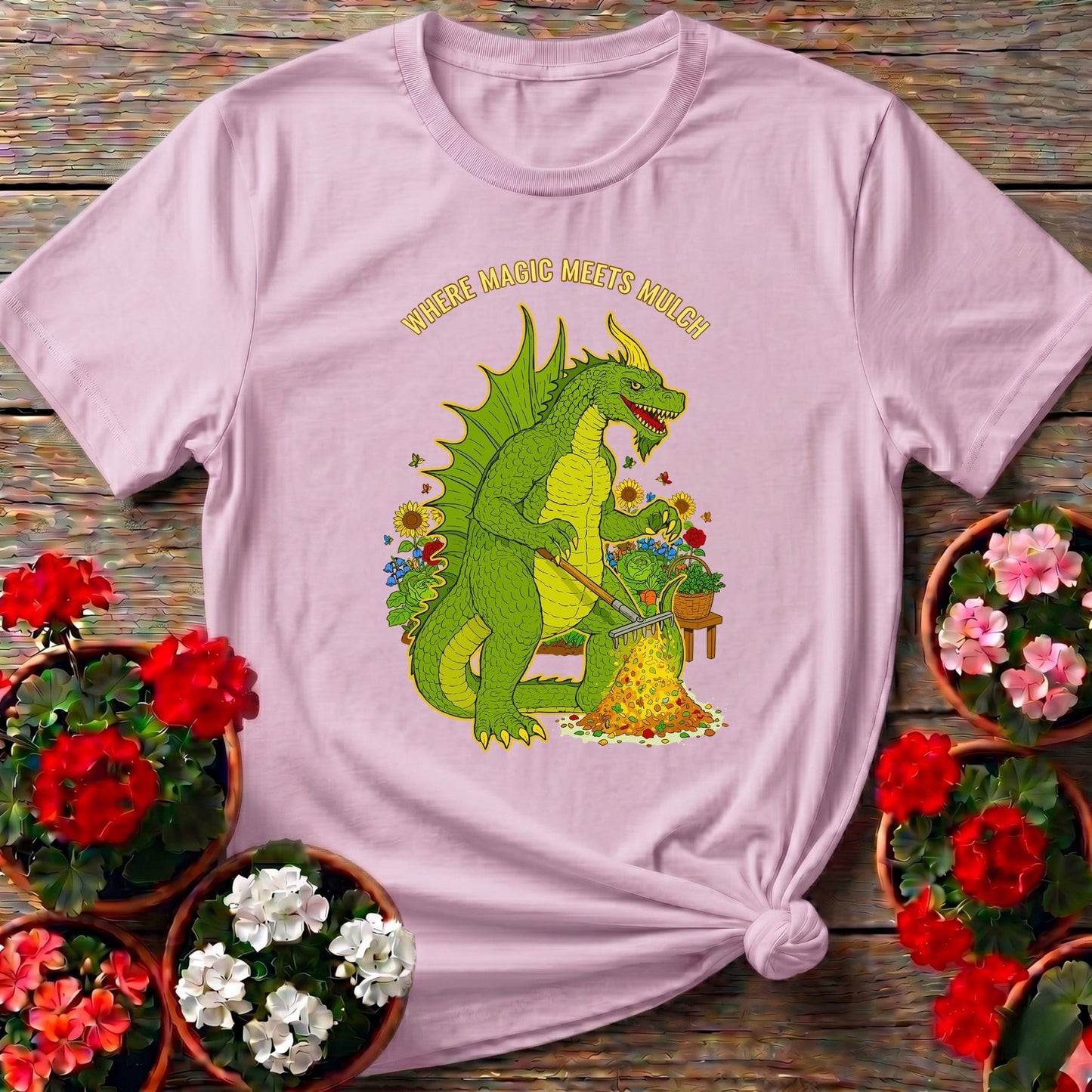 Where Magic Meets Mulch Dragon T-shirt - GardeningTshirts