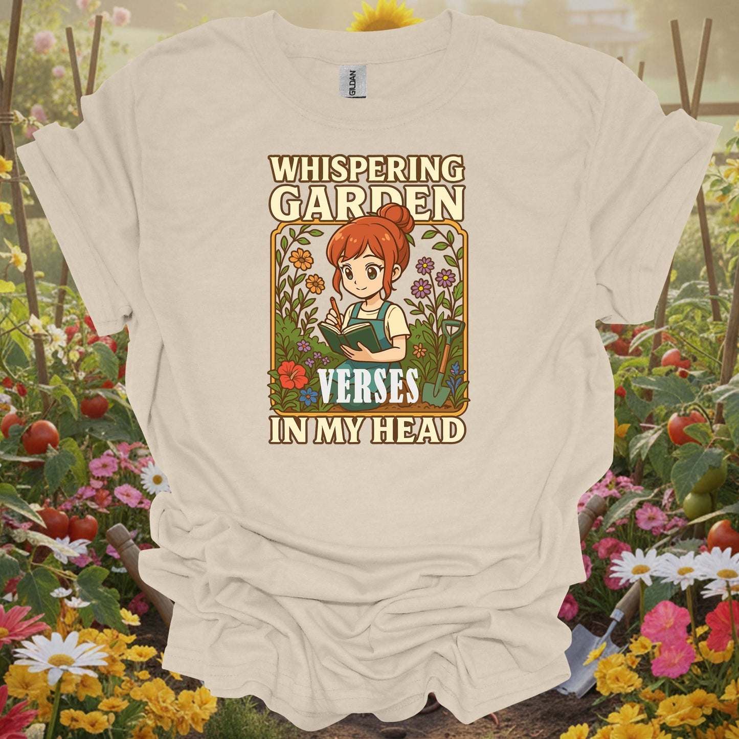 Whispering Garden Verses In My Head Anime Manga Style Poetry Garden Graphic Tee - GardeningTshirts