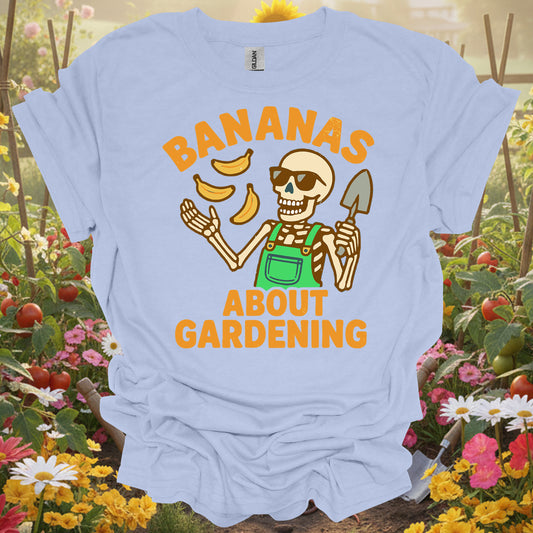 "Bananas About Gardening" Skeleton  T-Shirt - Funny Retro Gardener Gift