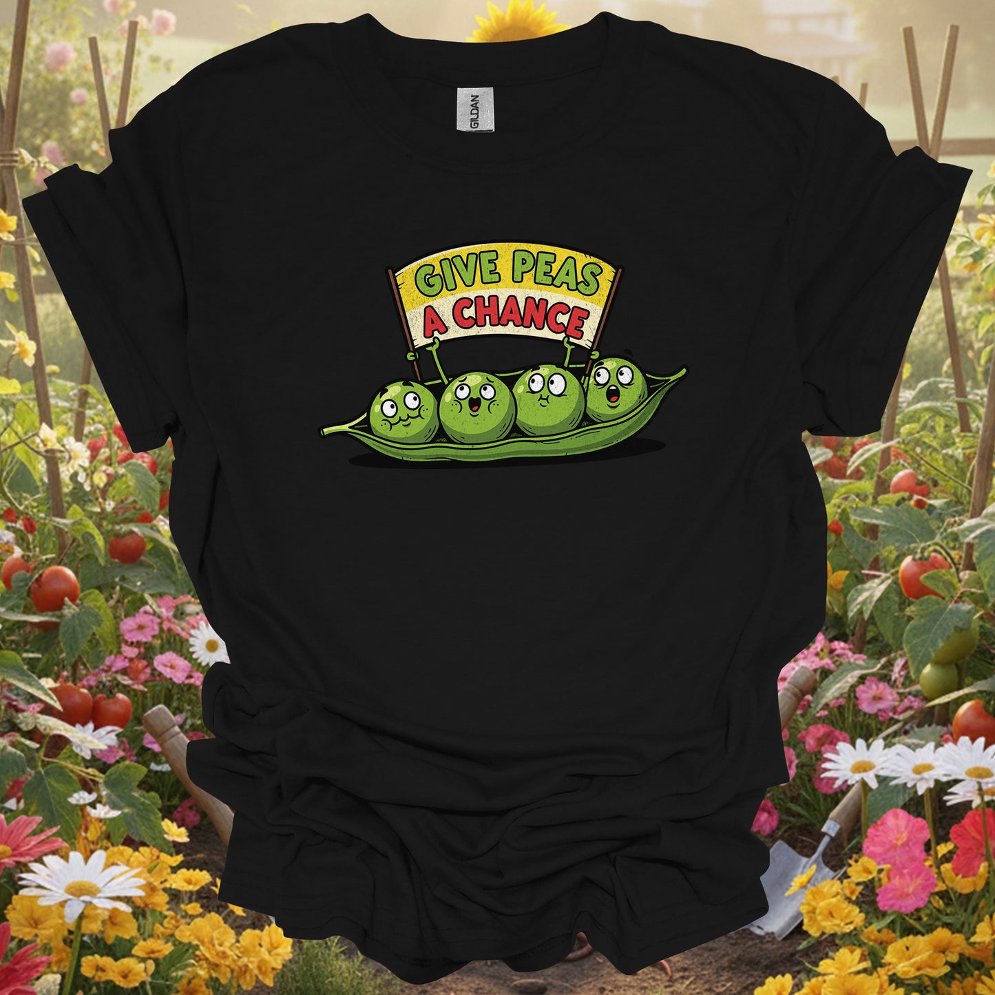 "Give Peas A Chance" Funny  Vegetable T-Shirt