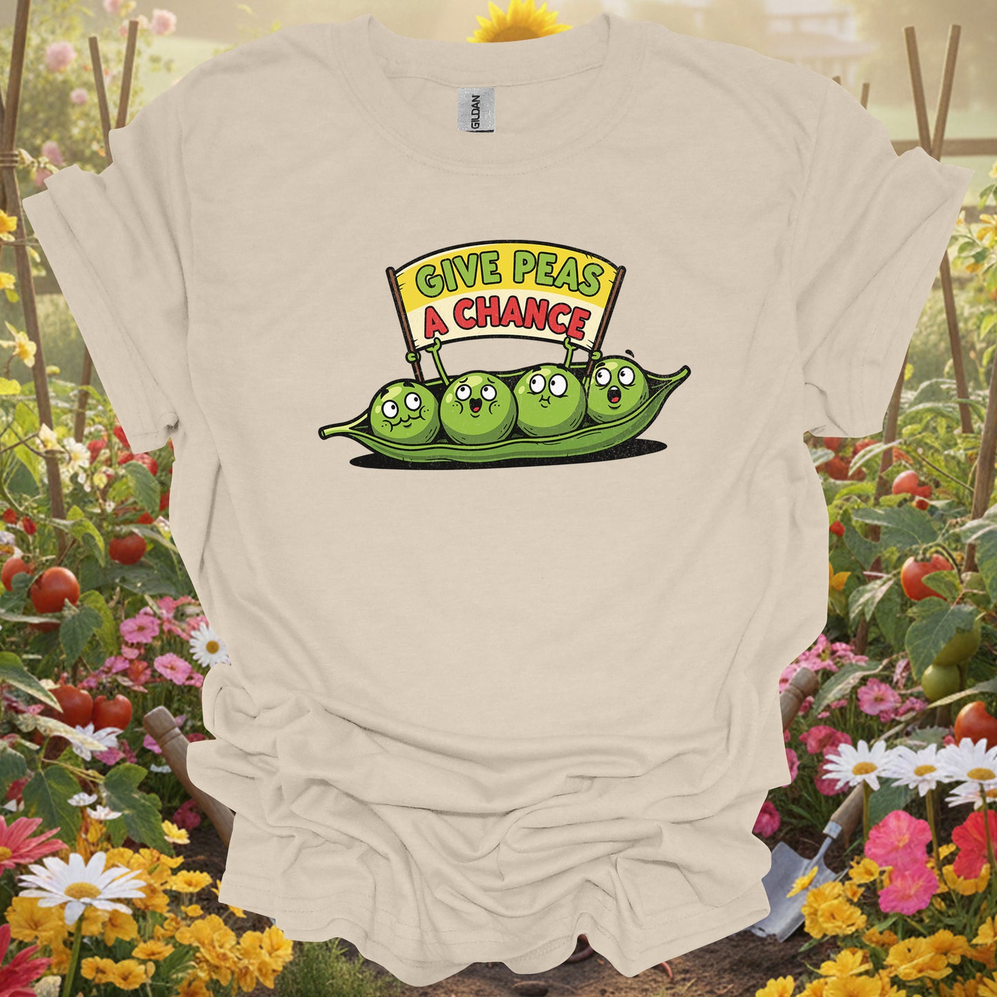 "Give Peas A Chance" Funny  Vegetable T-Shirt