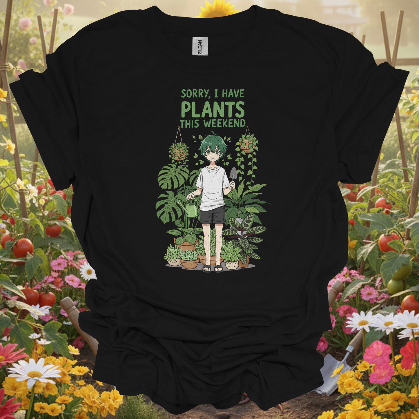 "Sorry, I Have Plants This Weekend" Anime Gardening T-Shirt