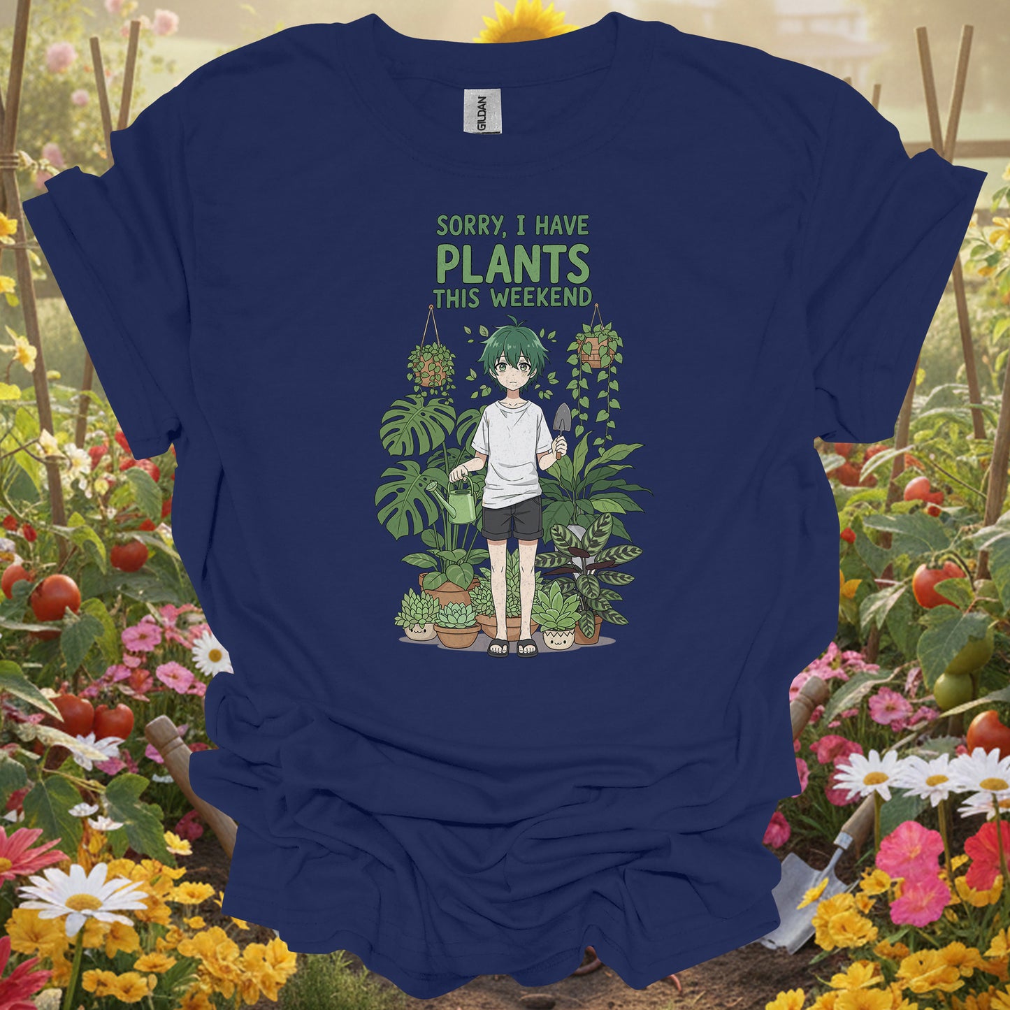 "Sorry, I Have Plants This Weekend" Anime Gardening T-Shirt