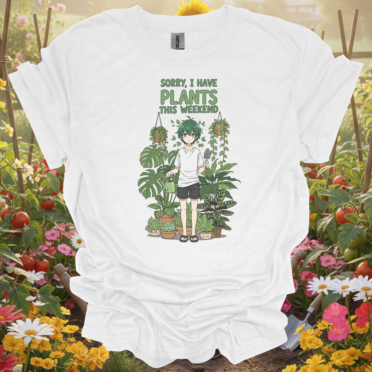"Sorry, I Have Plants This Weekend" Anime Gardening T-Shirt