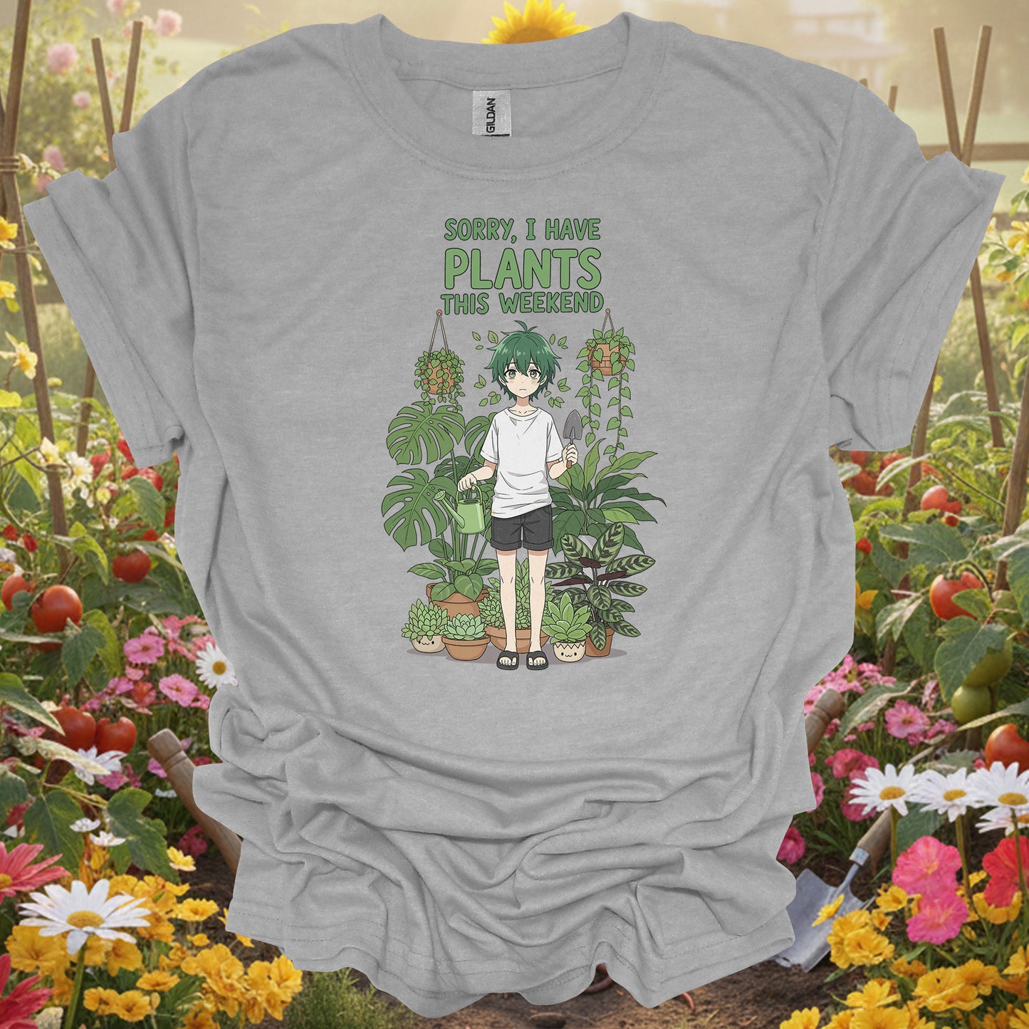 "Sorry, I Have Plants This Weekend" Anime Gardening T-Shirt