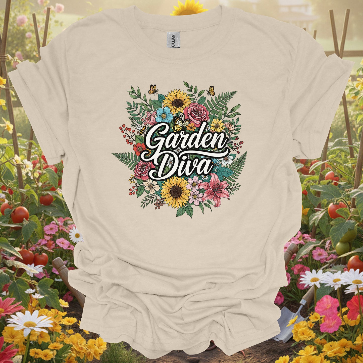 "Garden Diva" Bold Floral Bouquet T-Shirt