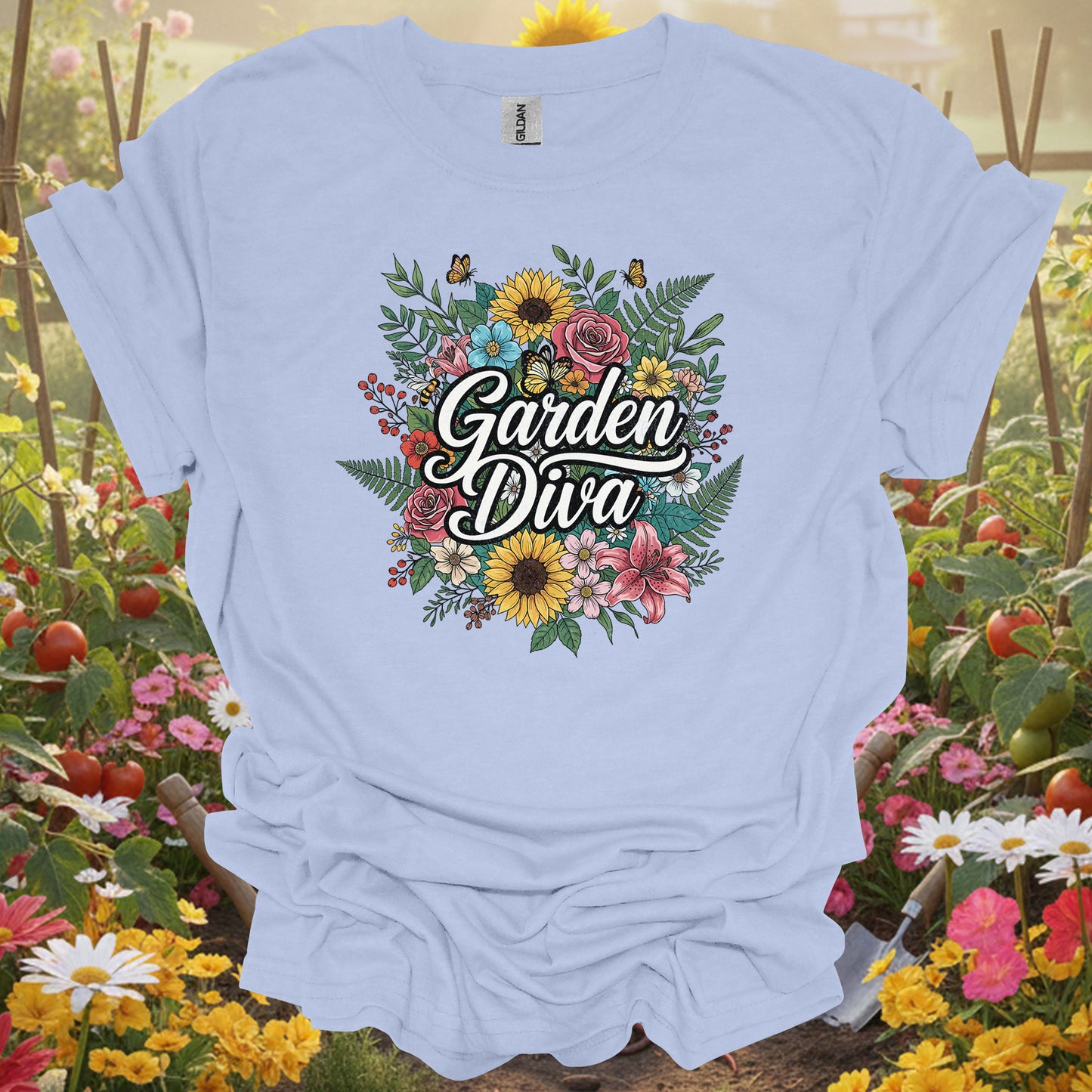 "Garden Diva" Bold Floral Bouquet T-Shirt