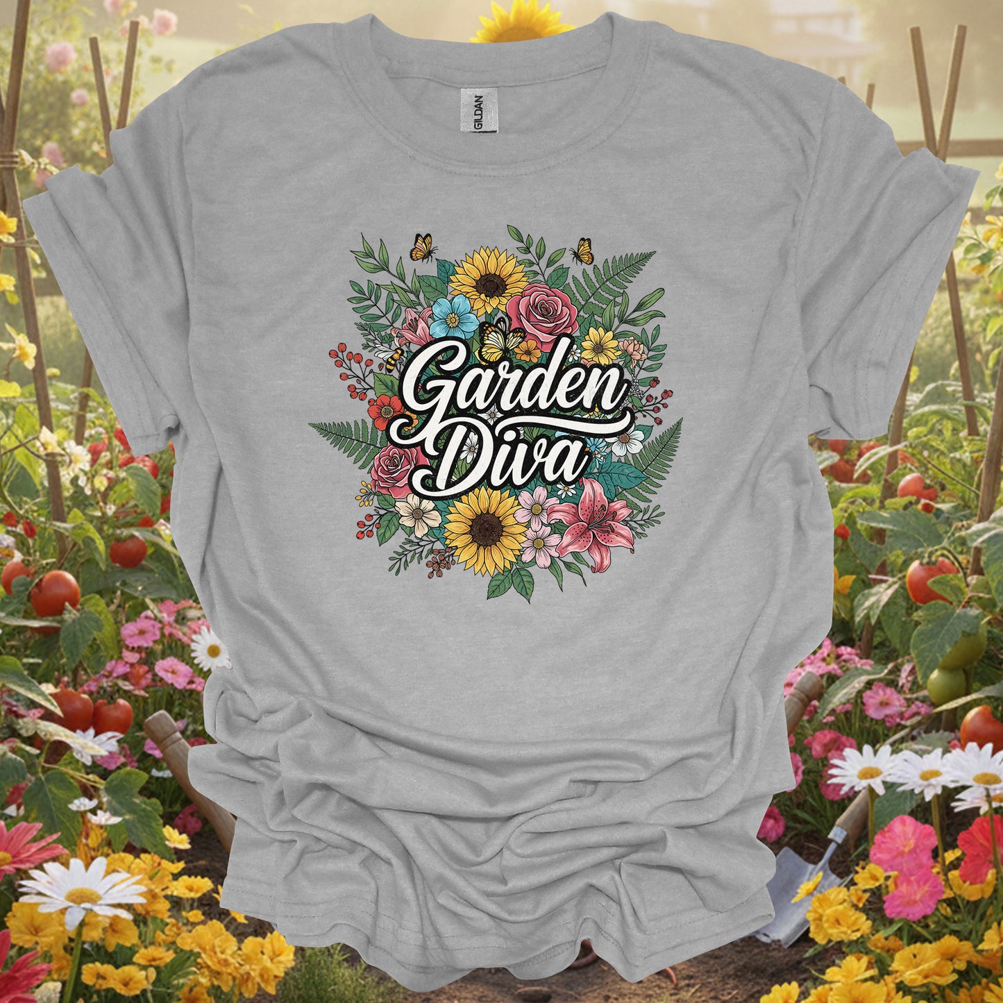 "Garden Diva" Bold Floral Bouquet T-Shirt