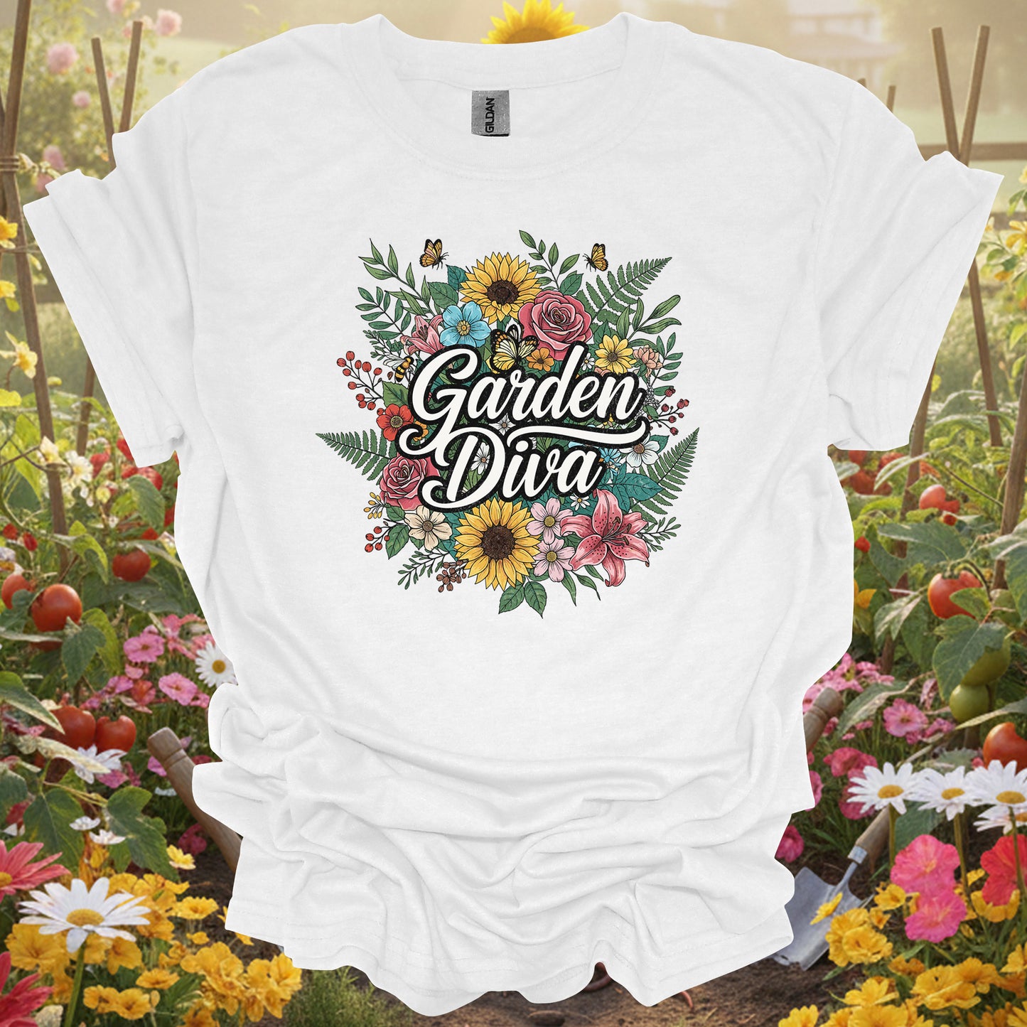 "Garden Diva" Bold Floral Bouquet T-Shirt