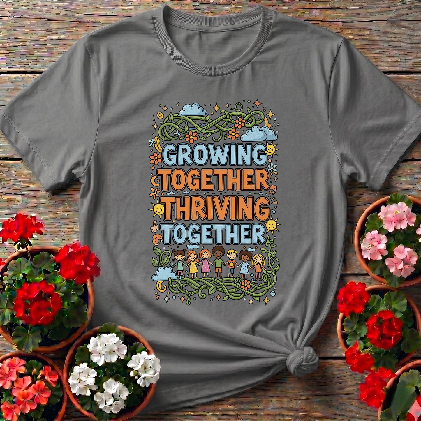 Growing Together Thriving Together Community Tee