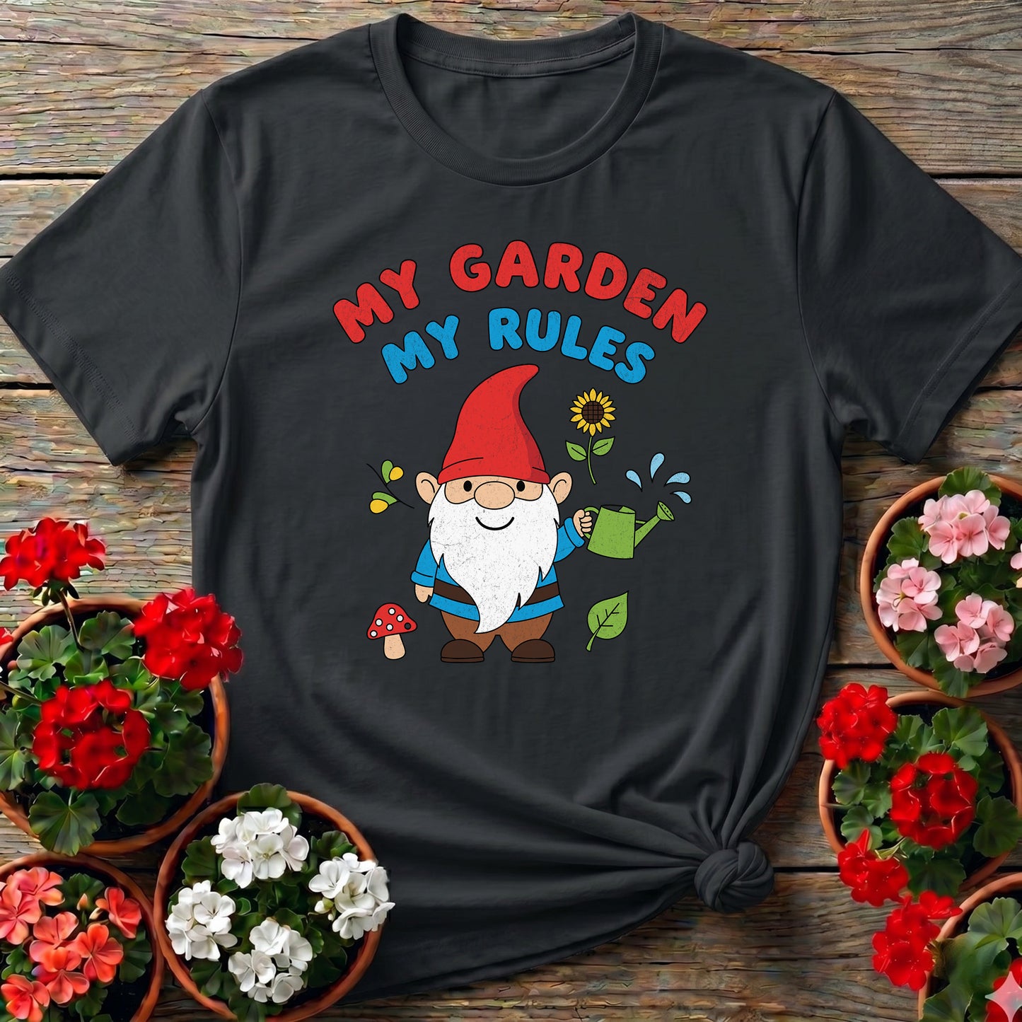 My Garden My Rules Whimsical Gnome T-shirt