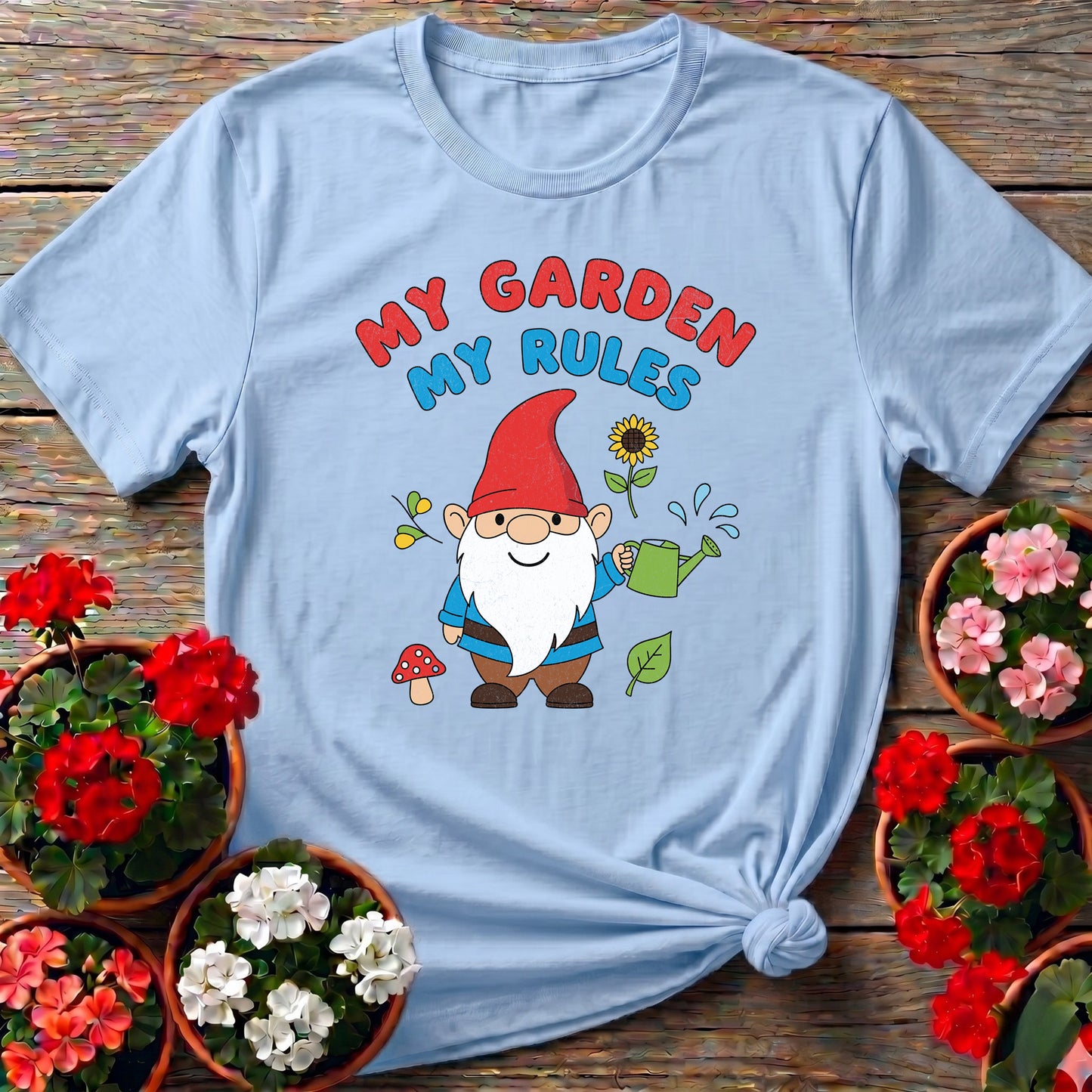 My Garden My Rules Whimsical Gnome T-shirt