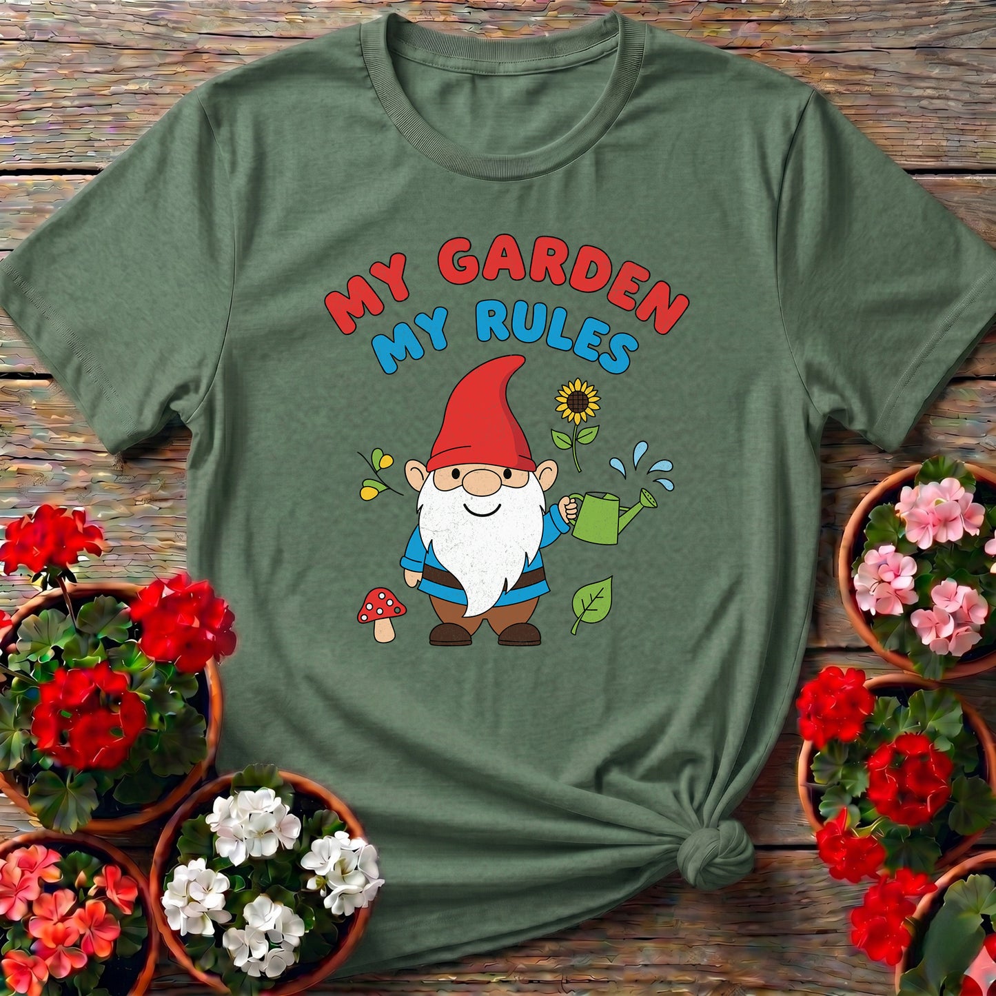My Garden My Rules Whimsical Gnome T-shirt