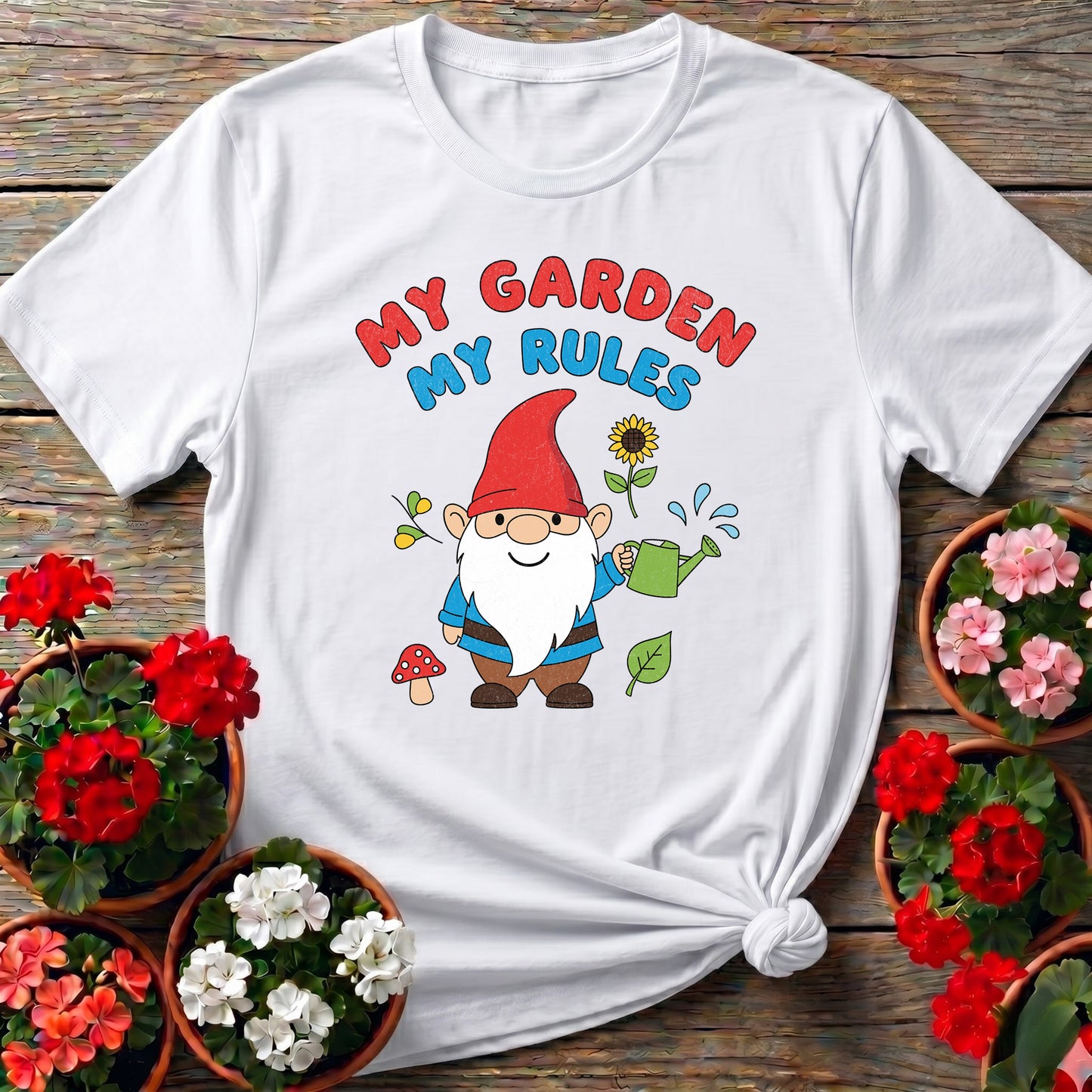 My Garden My Rules Whimsical Gnome T-shirt