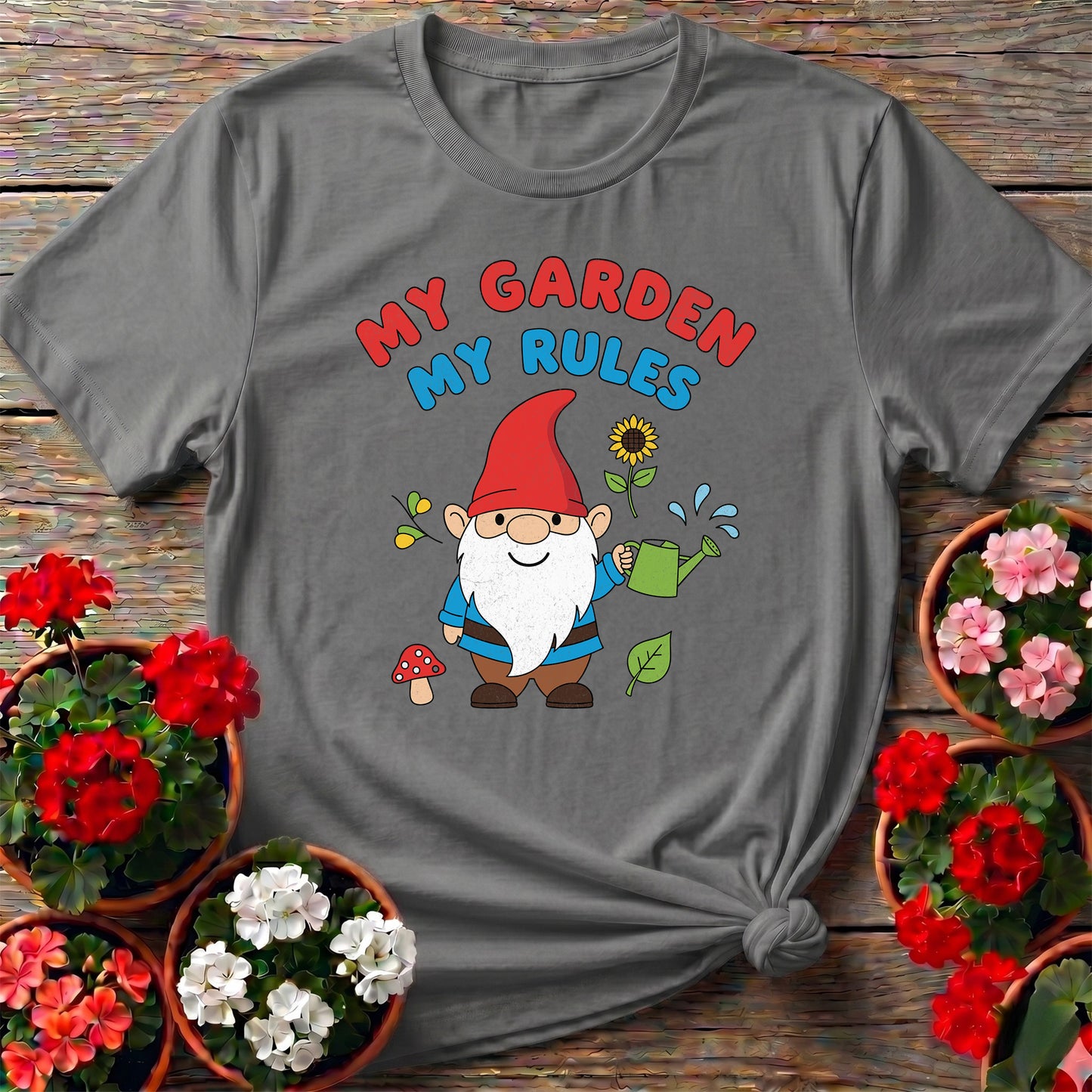 My Garden My Rules Whimsical Gnome T-shirt