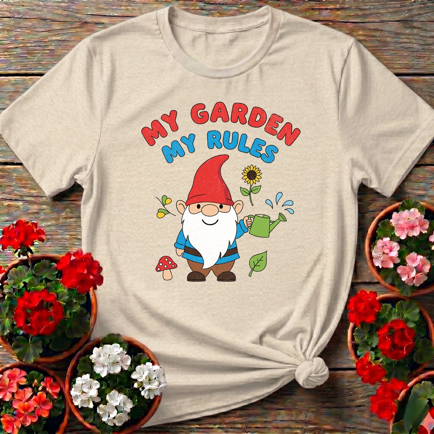My Garden My Rules Whimsical Gnome T-shirt