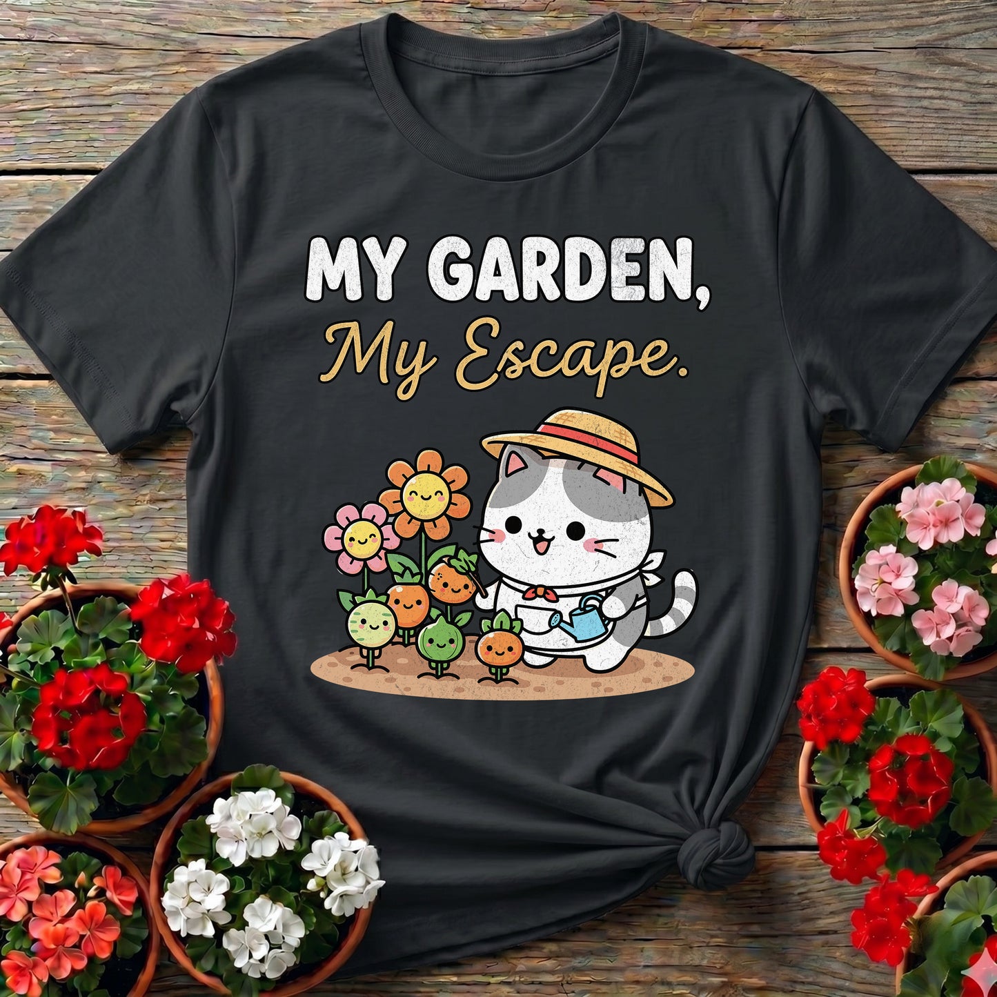 My Garden My Escape Cat T-shirt