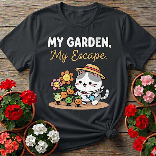 My Garden My Escape Cat T-shirt