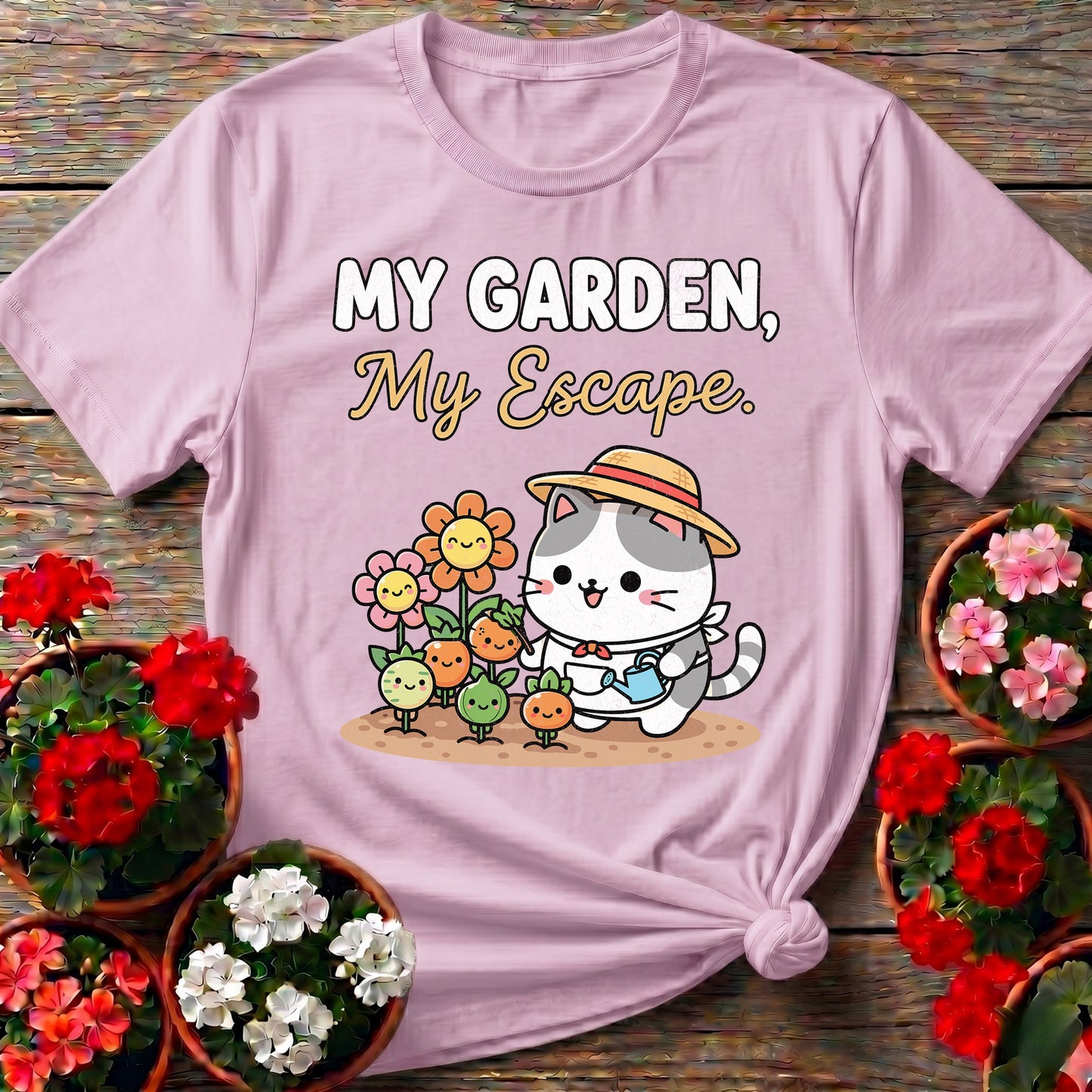 My Garden My Escape Cat T-shirt