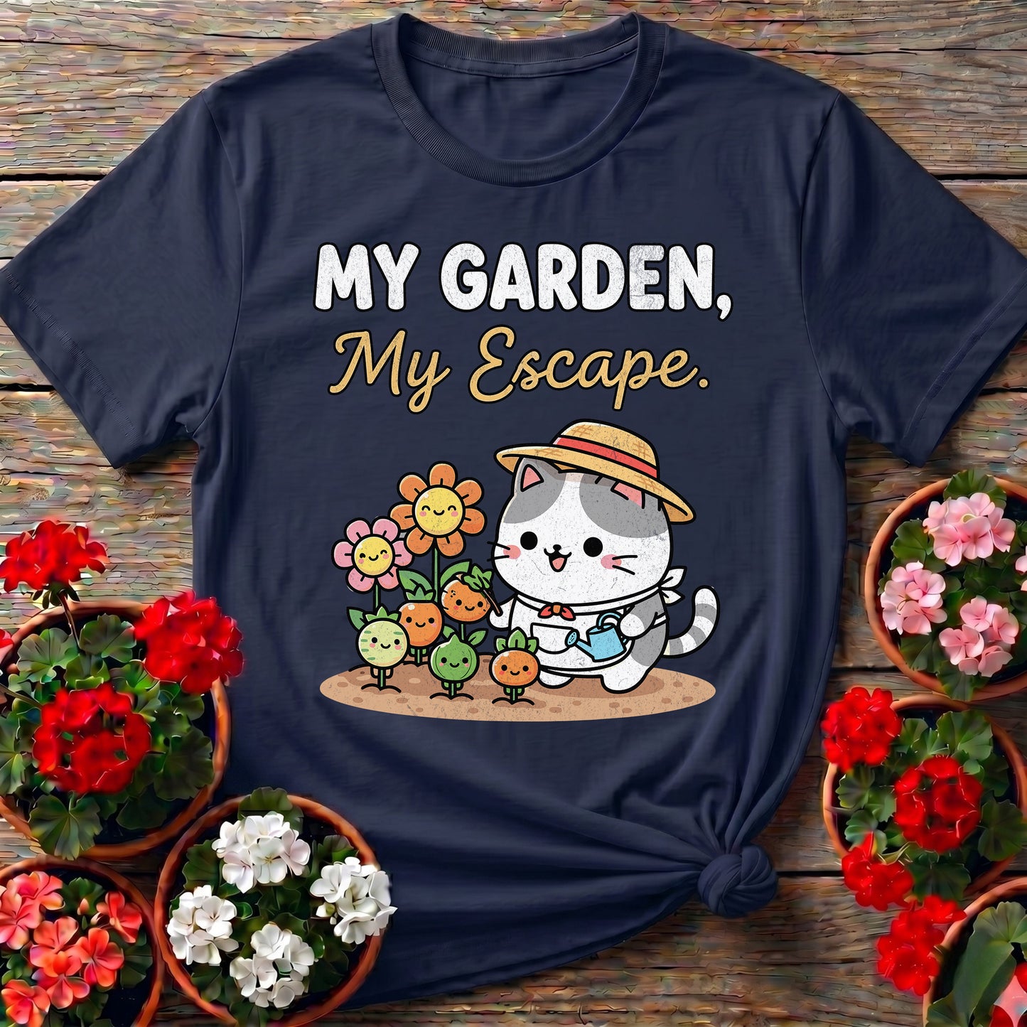 My Garden My Escape Cat T-shirt
