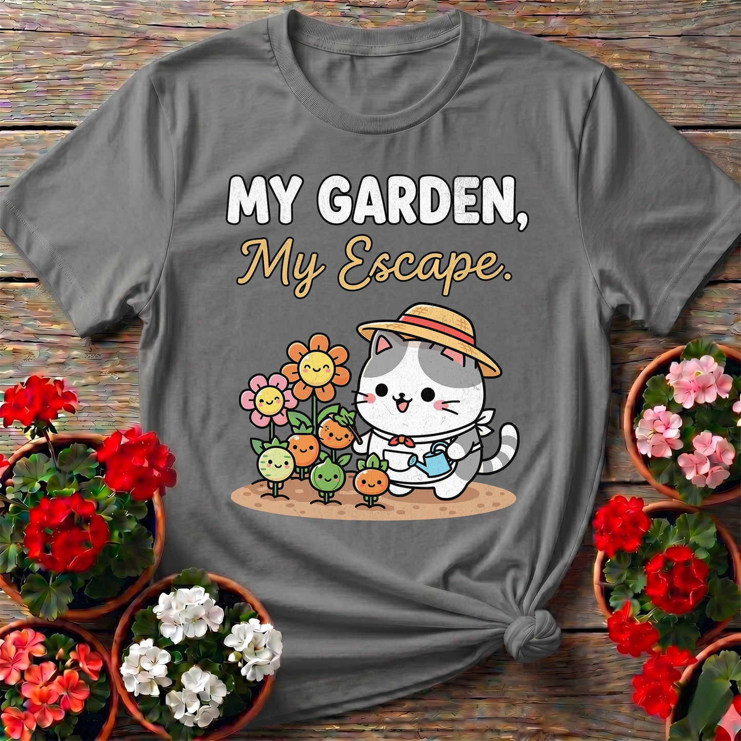 My Garden My Escape Cat T-shirt
