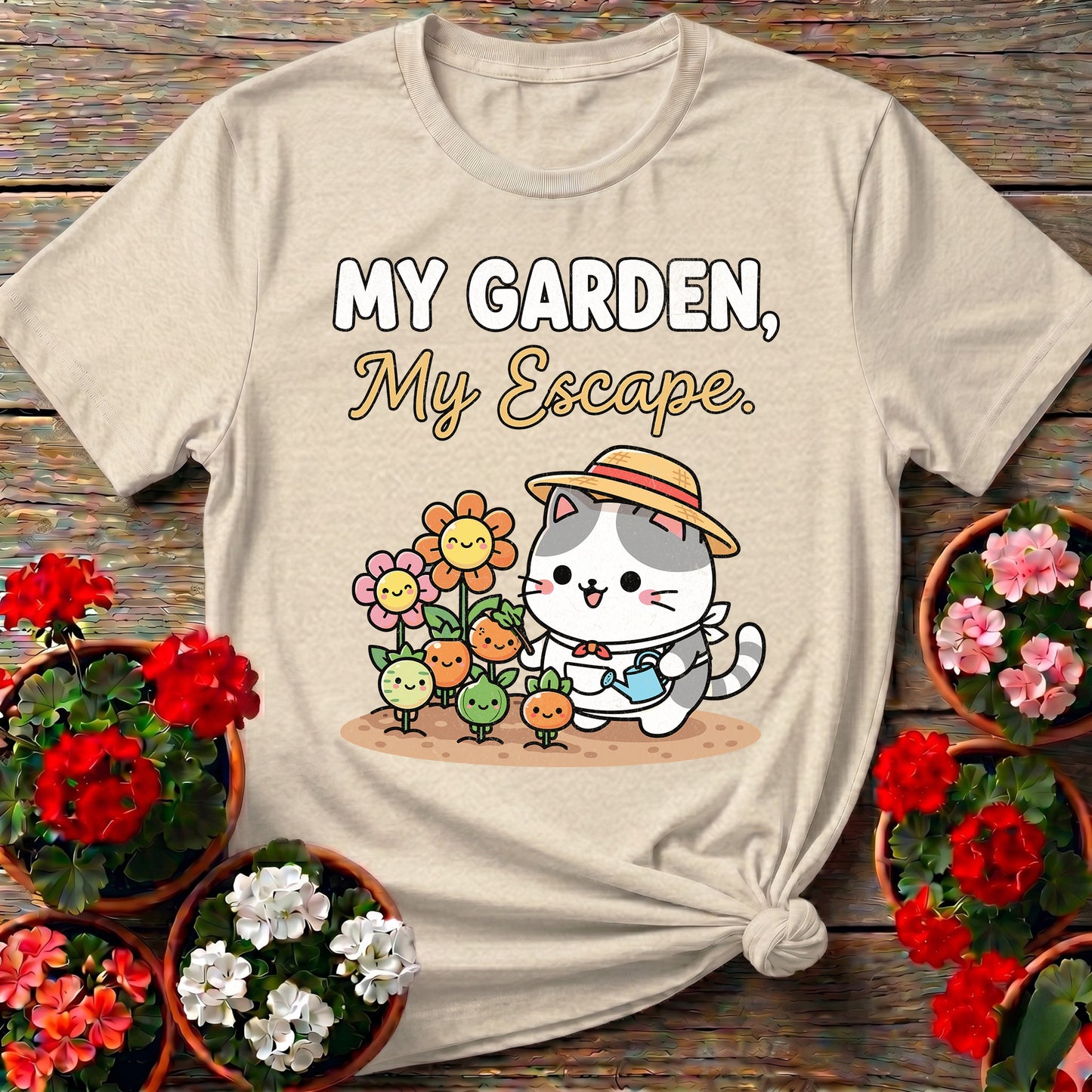 My Garden My Escape Cat T-shirt