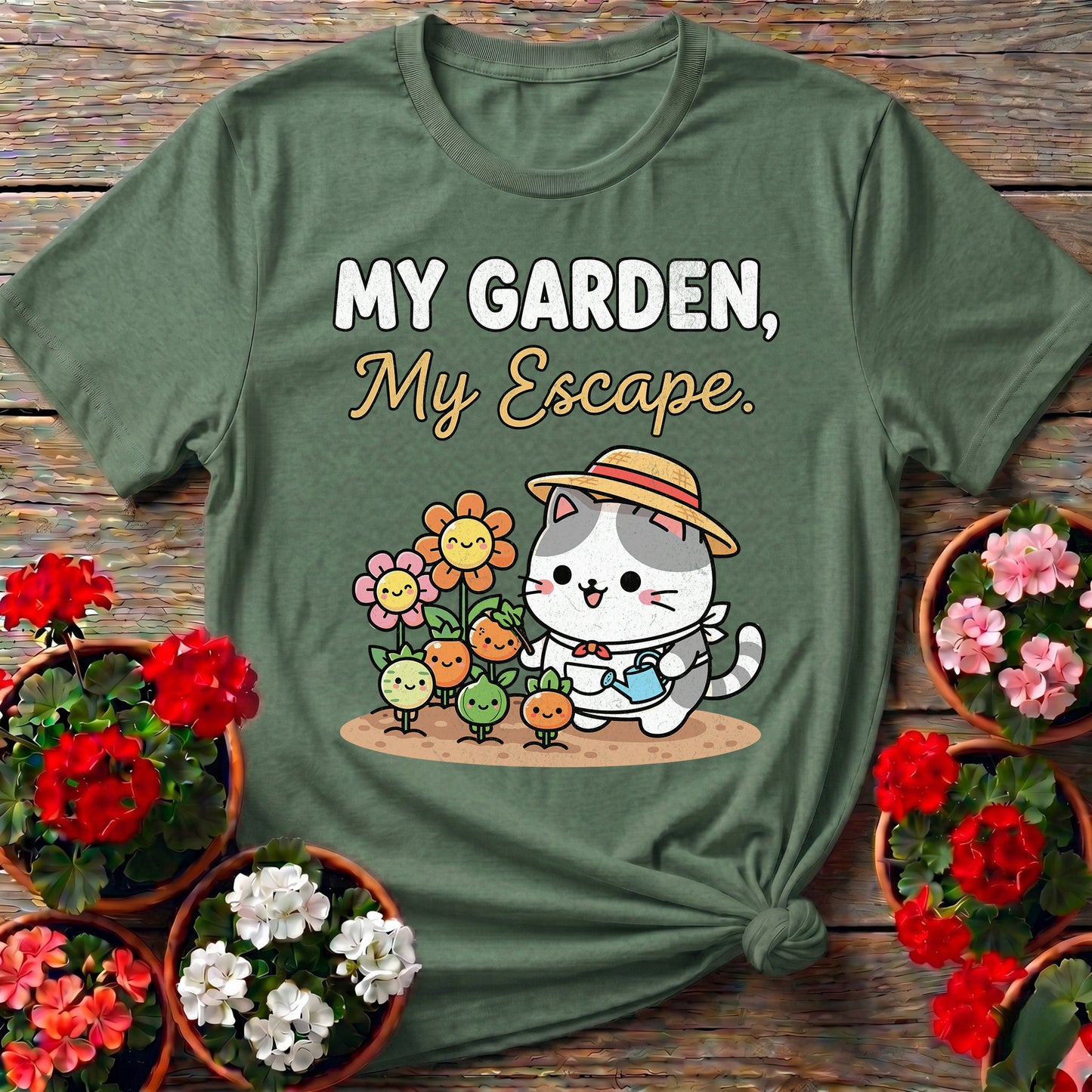 My Garden My Escape Cat T-shirt