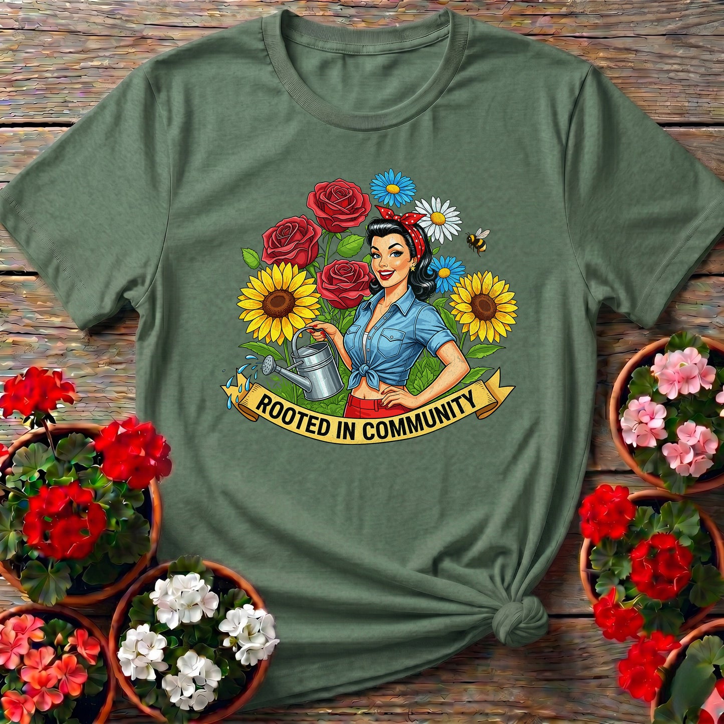 Rooted In Community Pin-Up Tee